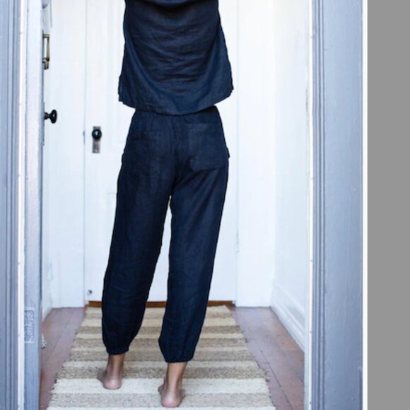 Jess Brown Potters Pant in Noir Handkerchief Linen   Size 2 - Picture 2 of 5